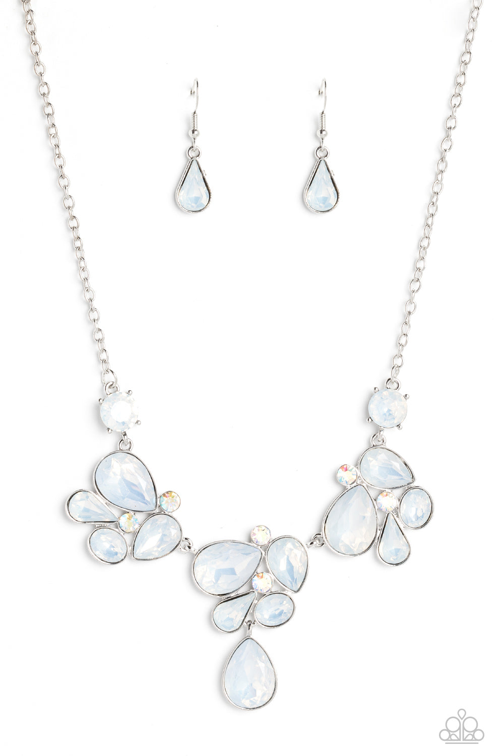 Paparazzi Accessories-Everglade Escape White Opalescent Necklace Set