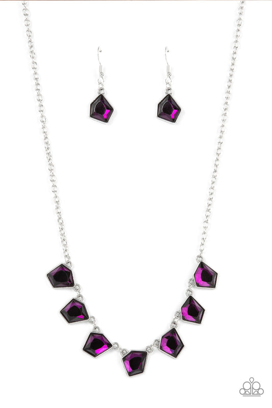 Paparazzi Accessories-Experimental Edge Purple Iridescent Necklace Set