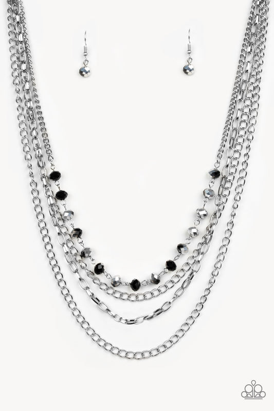 Paparazzi Accessories-Extravagant Elegance Multi Silver Black Bead Necklace Set