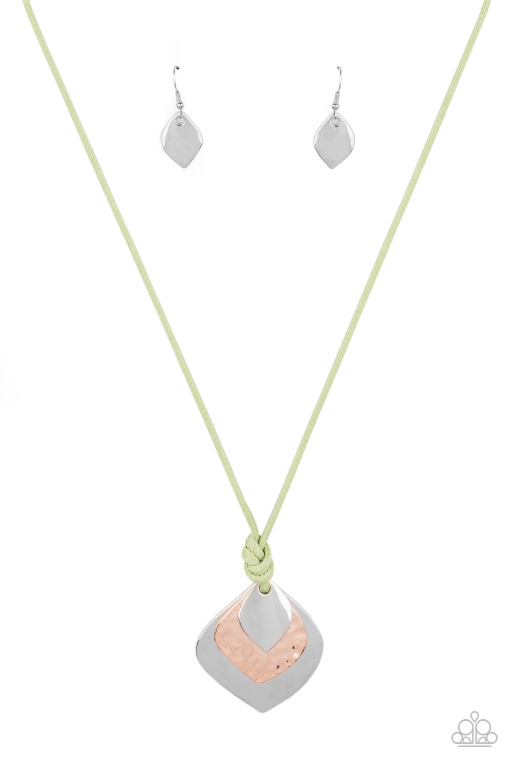 Paparazzi Accessories-Face The ARTIFACTS Green Shiny Copper Necklace Set