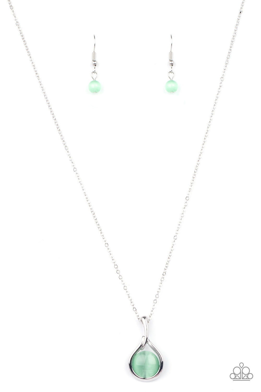 Paparazzi Accessories-Fairy Lights Green Cat's Eye  Necklace Set