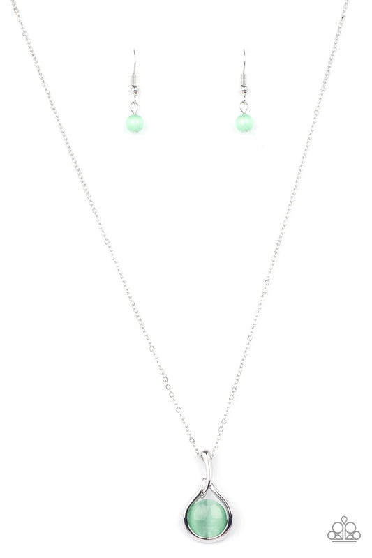 Paparazzi Accessories-Fairy Lights Green Cat's Eye  Necklace Set