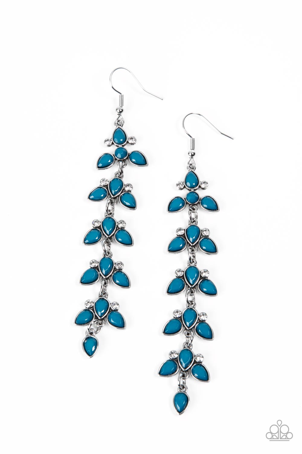 Paparazzi Accessories-Fanciful Foliage Blue Mykonos Teardrop Earrings