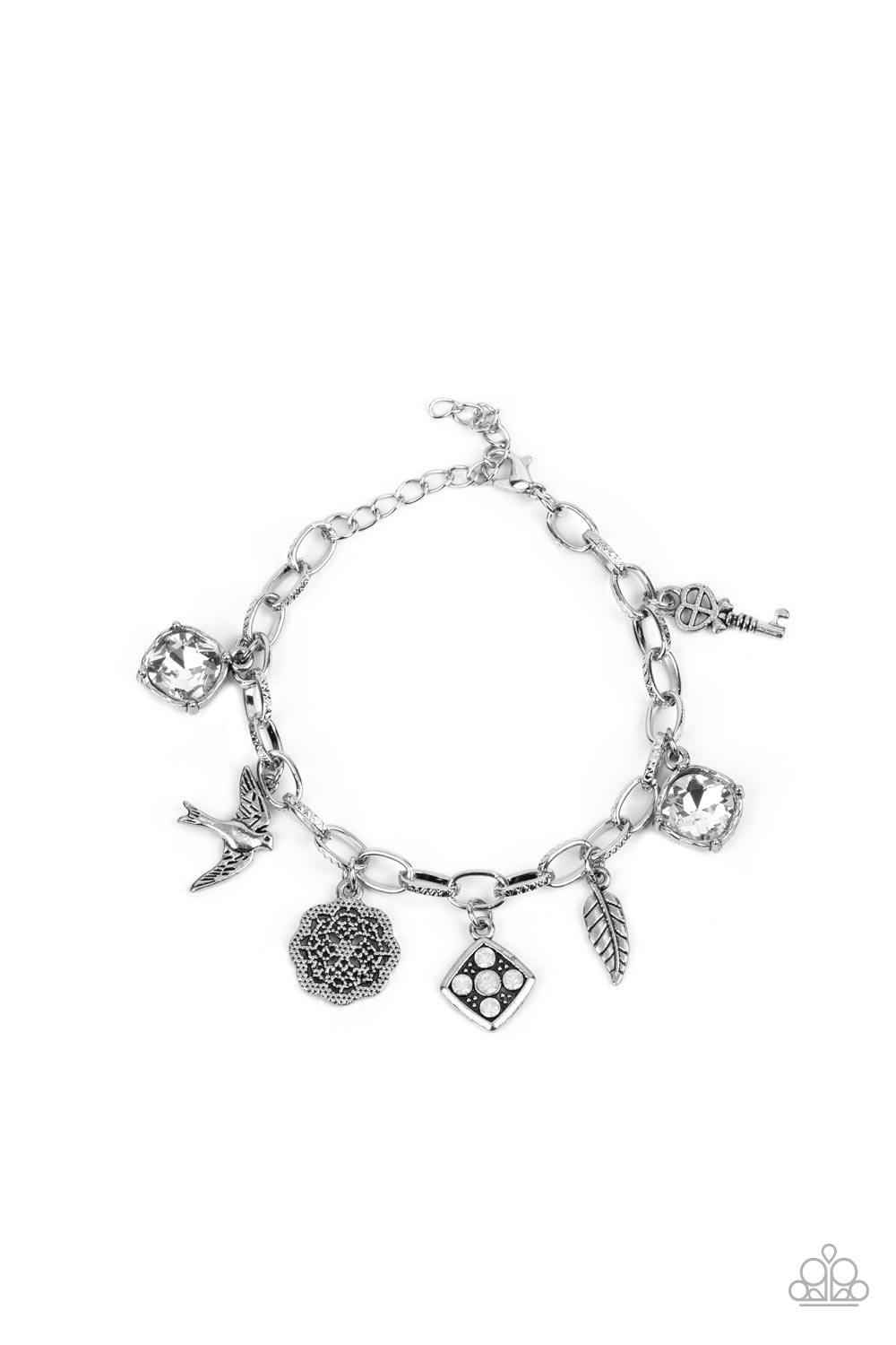 Paparazzi Accessories-Fancifully Flightly White Fluttering Feather Bracelet