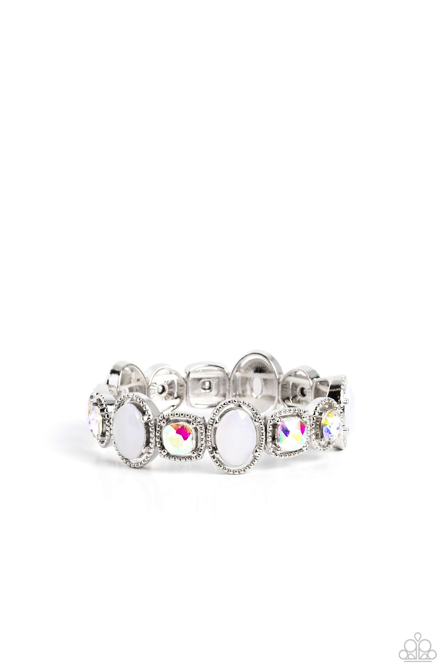 Paparazzi Accessories-Fashion Fairy Tale White Oval Iridescent Bracelet