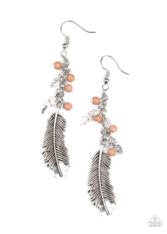 Paparazzi Accessories-Find Your Flock Brown Earrings