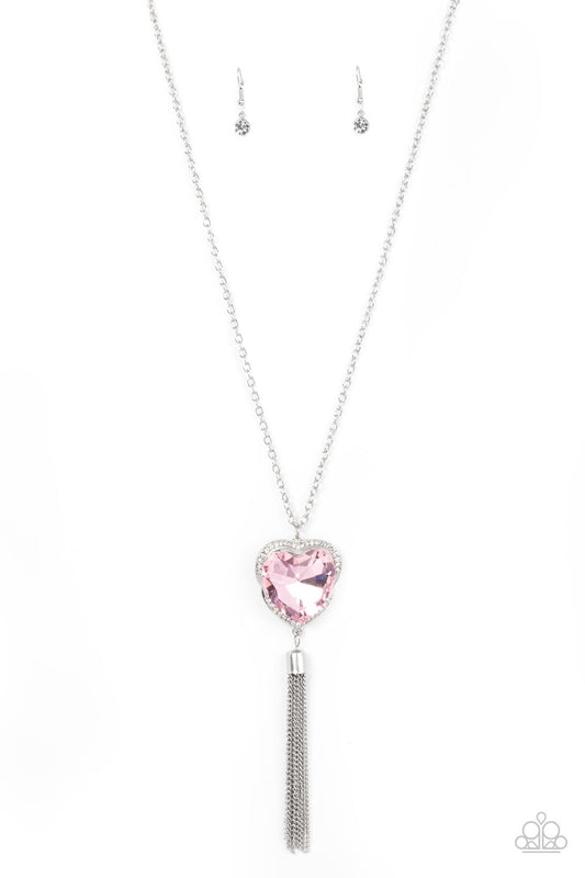 Paparazzi Accessories-Finding My Forever Pink Oversized Heart Necklace Set