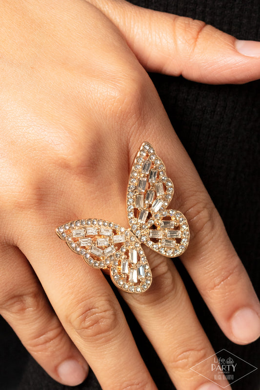 Paparazzi Accessories-Flauntable Flutter Gold LOTP Butterfly Ring