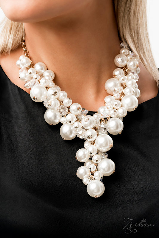Paparazzi Accessories-Flawless White Bubbly Pearls 2023 ZI Necklace Set
