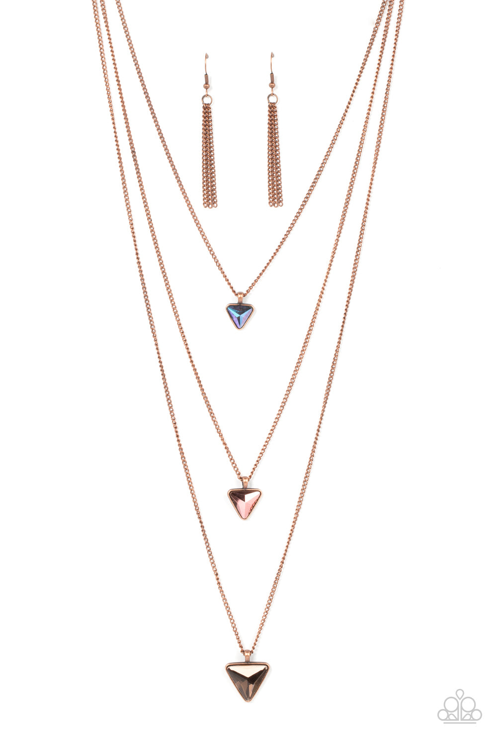 Paparazzi Accessories-Follow the LUSTER Glassy Oil Spill, Coppery Aurum Necklace Set