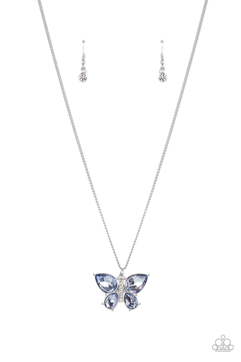 Paparazzi Accessories-Free-Flying Flutter Blue Teardrop Necklace Set