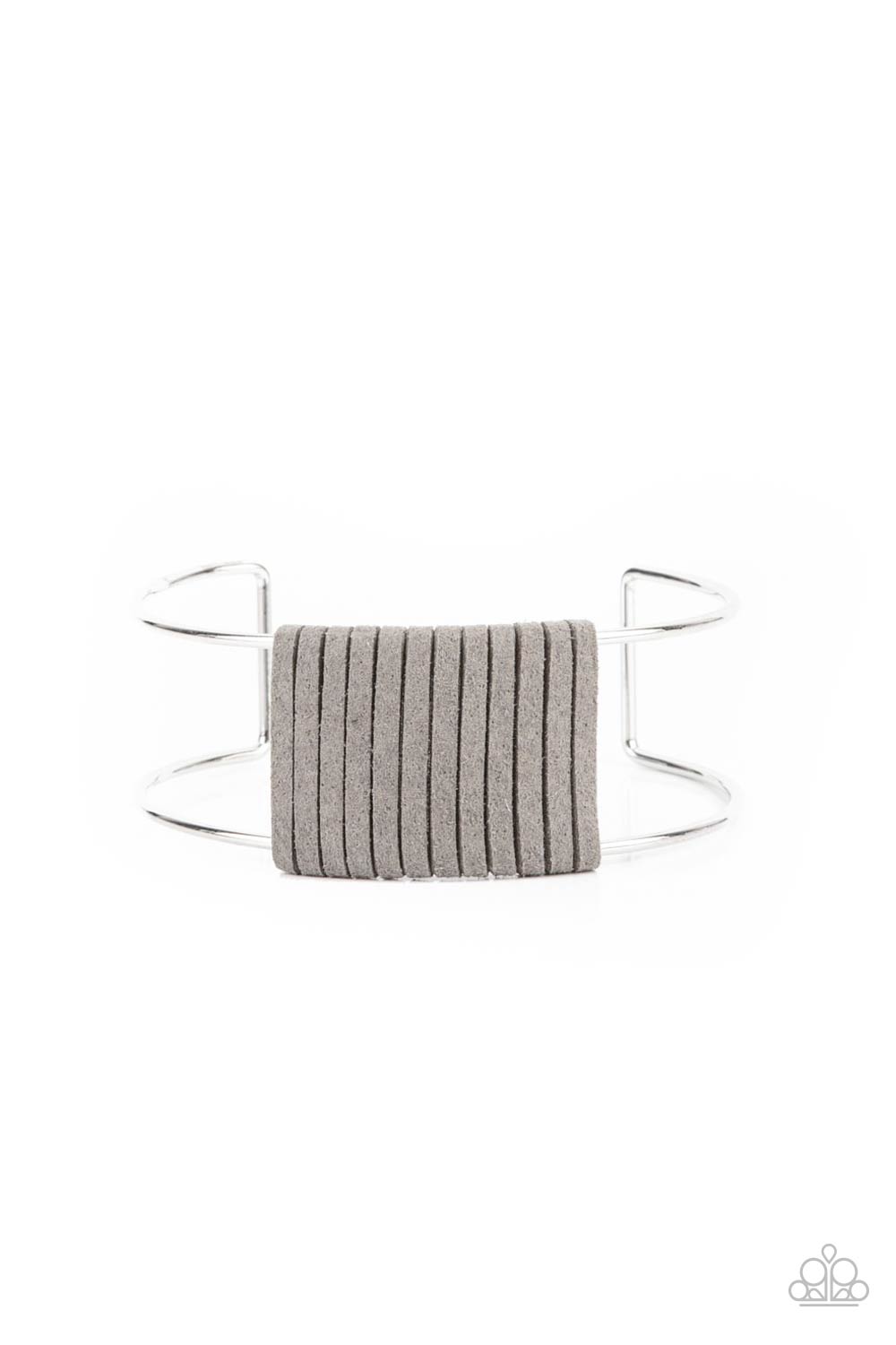 Paparazzi Accessories-Free Expressions Silver Gray Suede Bracelet
