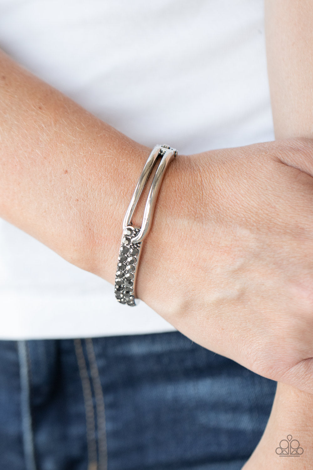 Paparazzi Accessories-Freeze! Silver Hematite Bangle Bracelet