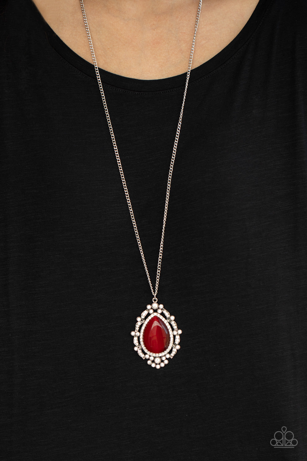 Paparazzi Accessories-Frozen Gardens Red Rhinestone Necklace Set