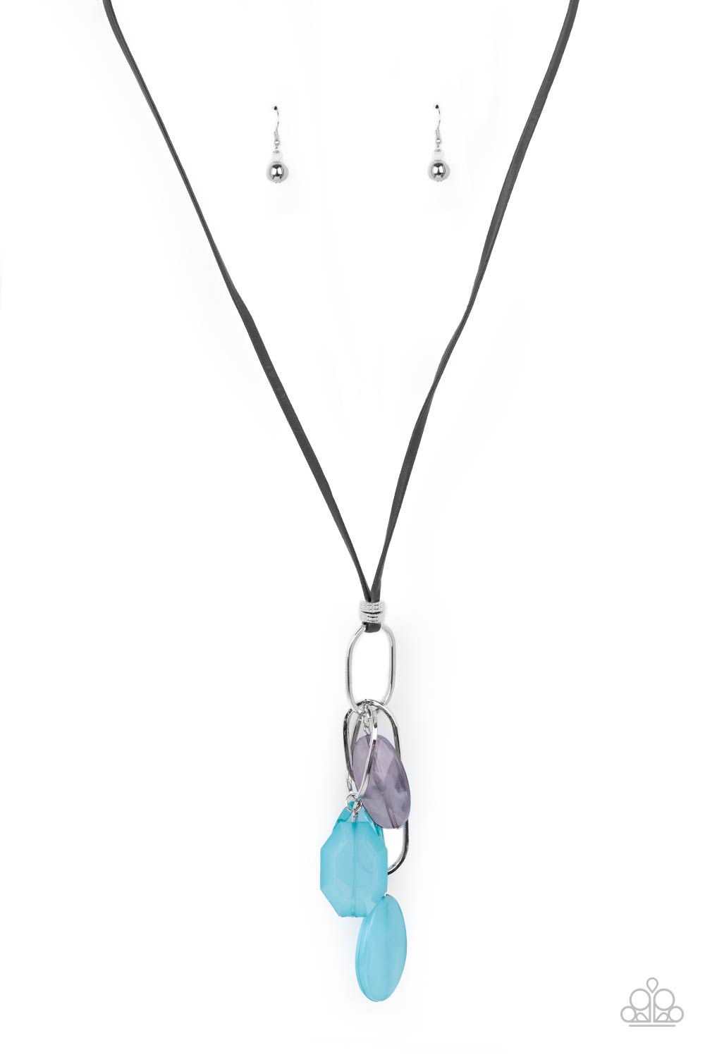 Paparazzi Accessories-Fundamentally Flirtatious Blue gray Acrylic Teardrop Necklace Set