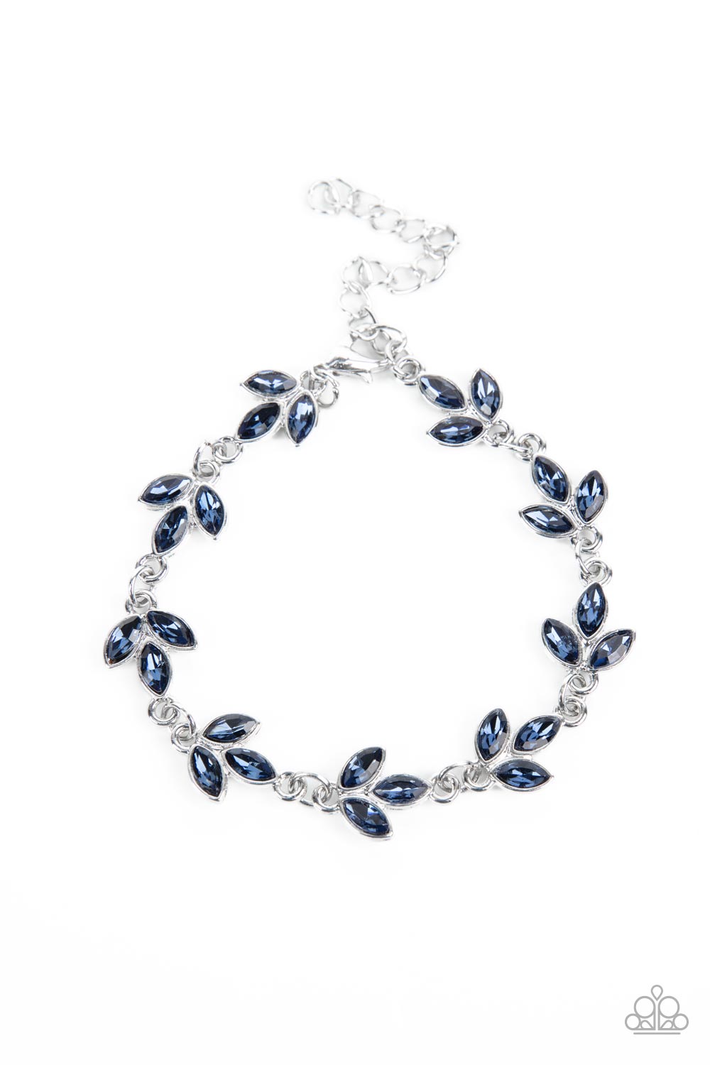 Paparazzi Accessories-Gala Garland Blue Trio Leafy Rhinestone Bracelet