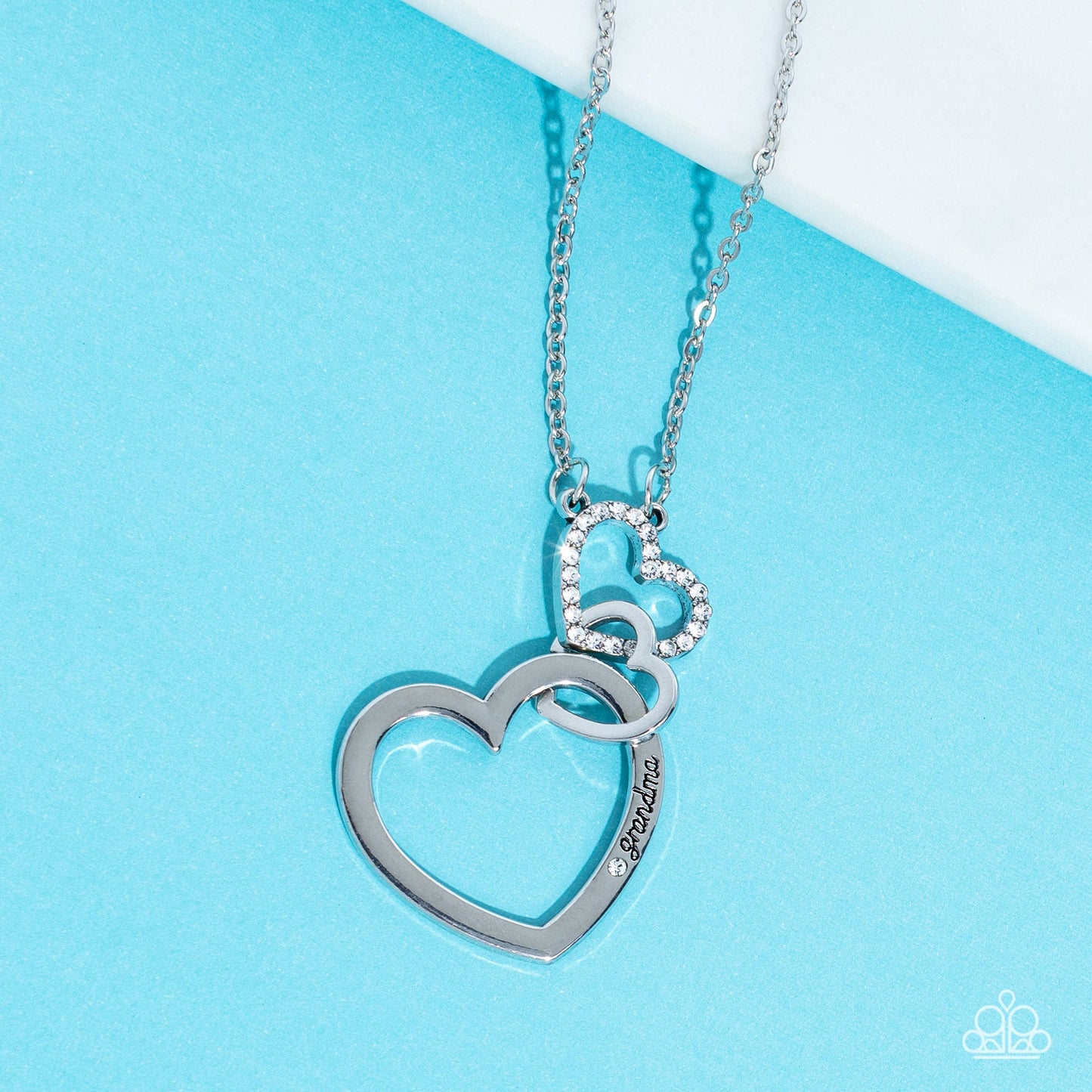 Paparazzi Accessories-Grandma Glow White Mothers Day Heart Necklace Set
