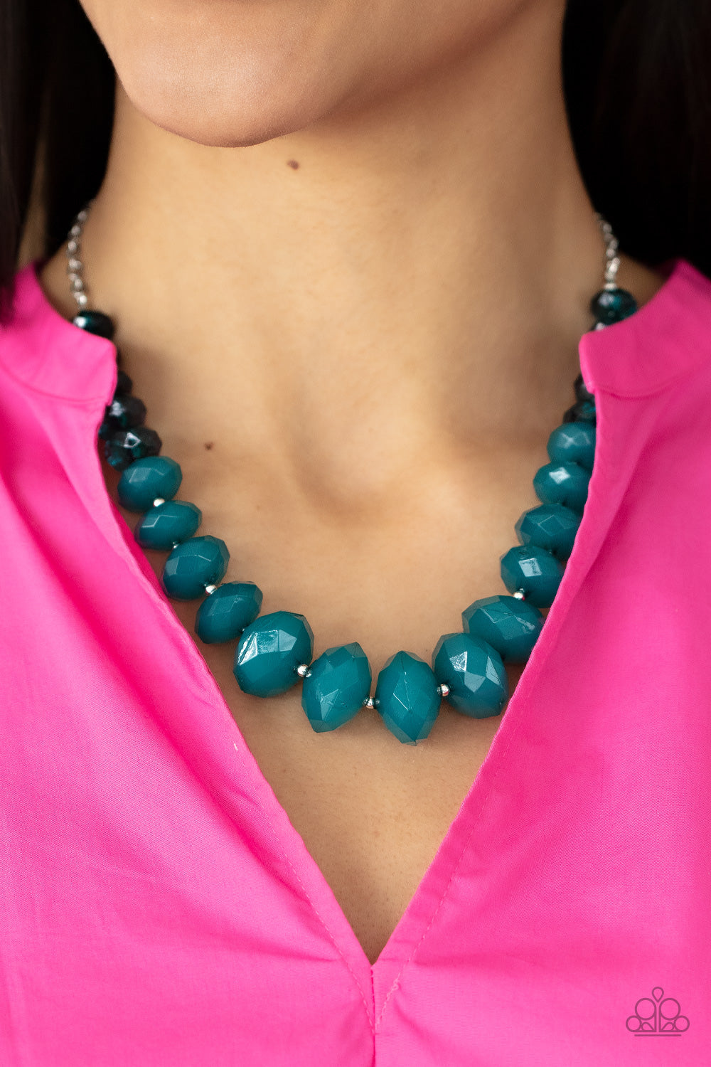 Paparazzi Accessories-Happy-GLOW-Lucky Blue Crystal Bead Necklace Set