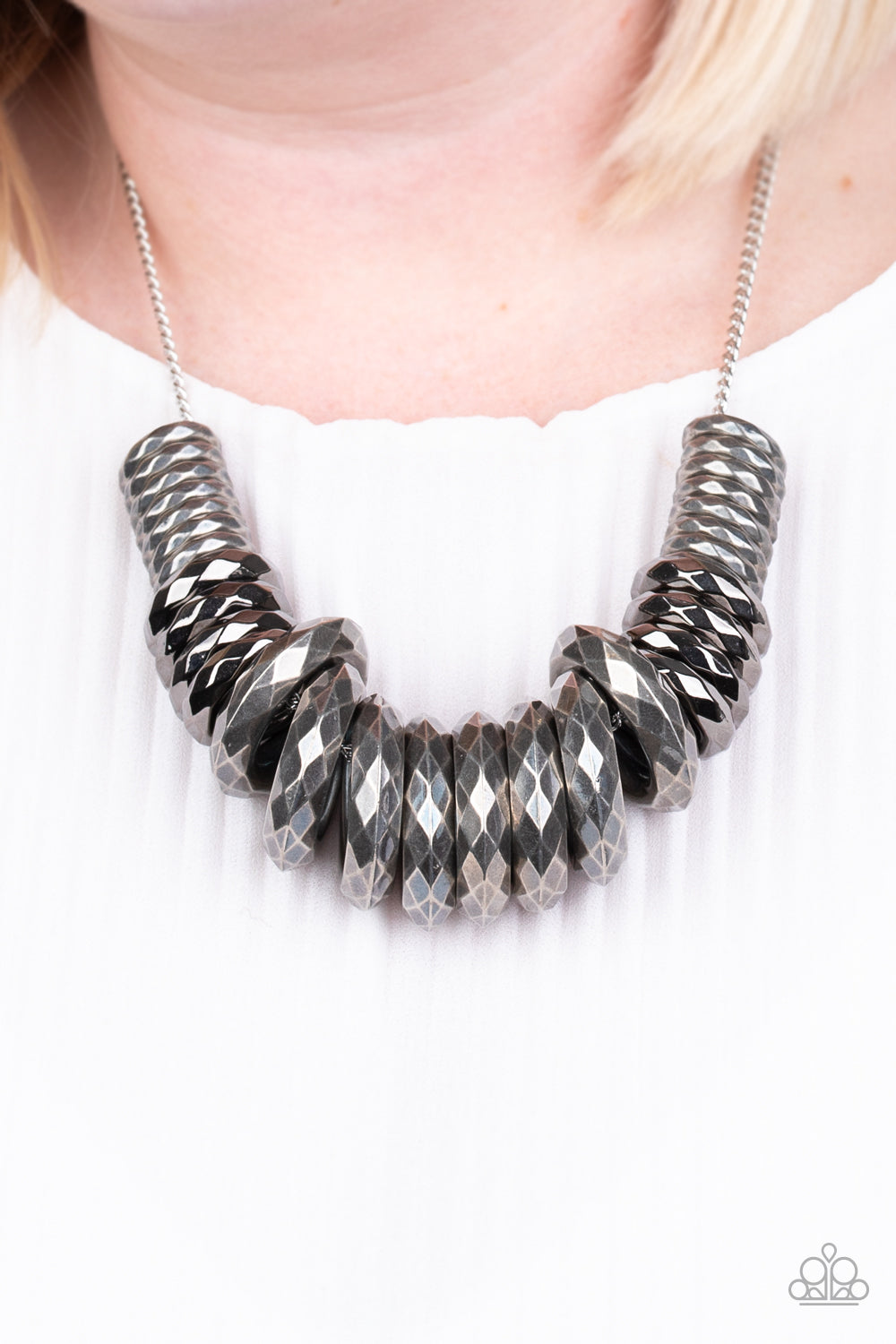 Paparazzi Accessories-Haute Hardware Silver Ring Necklace Set