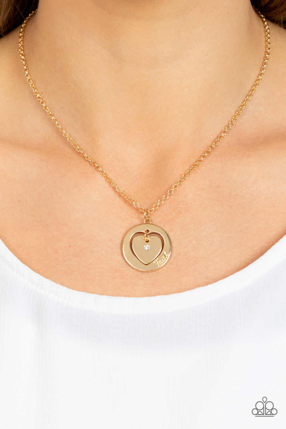 Paparazzi Accessories-Heart Full Of Faith Gold Dainty Heart Necklace Set