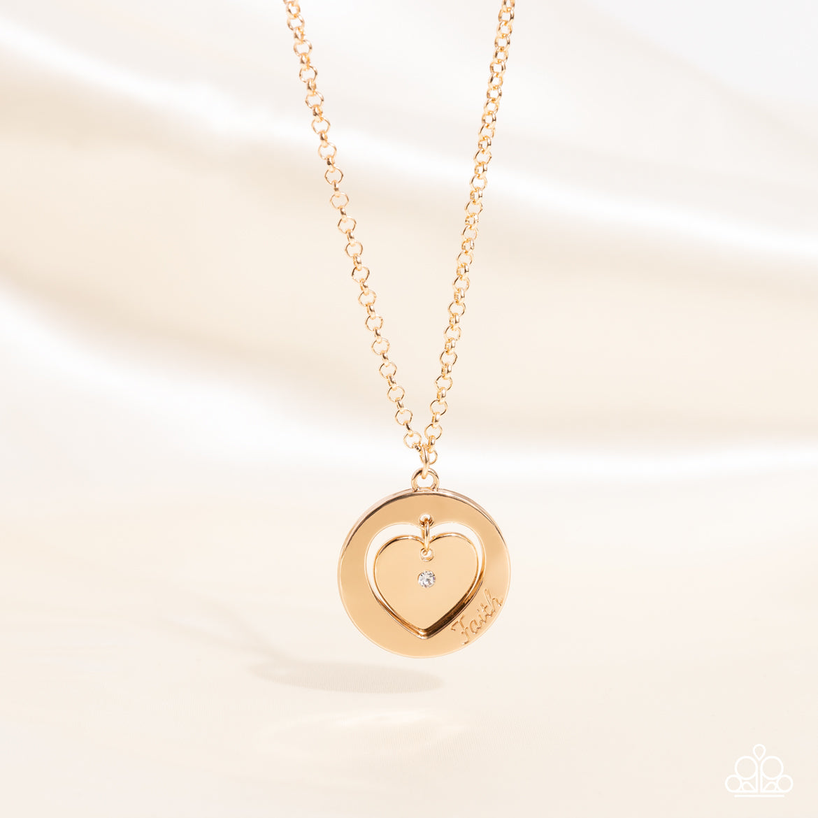 Paparazzi Accessories-Heart Full Of Faith Gold Dainty Heart Necklace Set