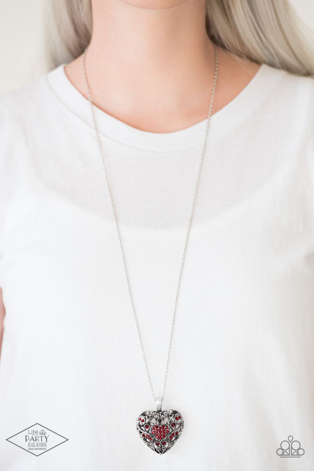 Paparazzi Accessories-Heartless Heiress Red Locket Necklace Set