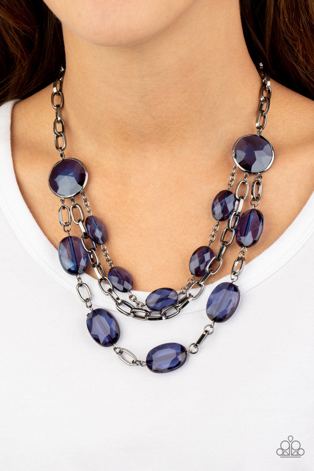 Paparazzi Accessories-I Need A GLOW-cation Blue Gem Necklace Set