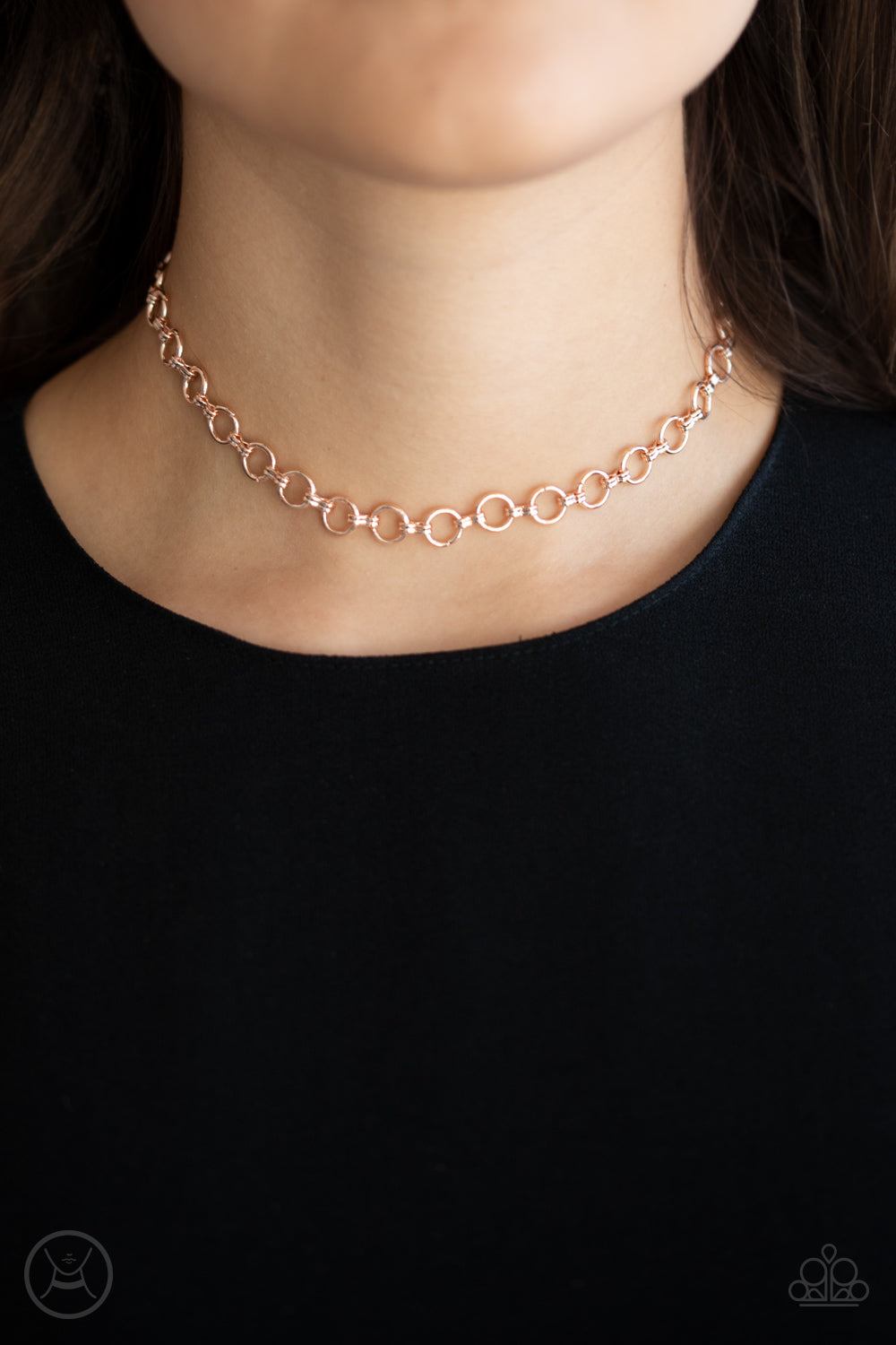 Paparazzi Accessories-Insta Connection Rose Gold Dainty Link Necklace Set