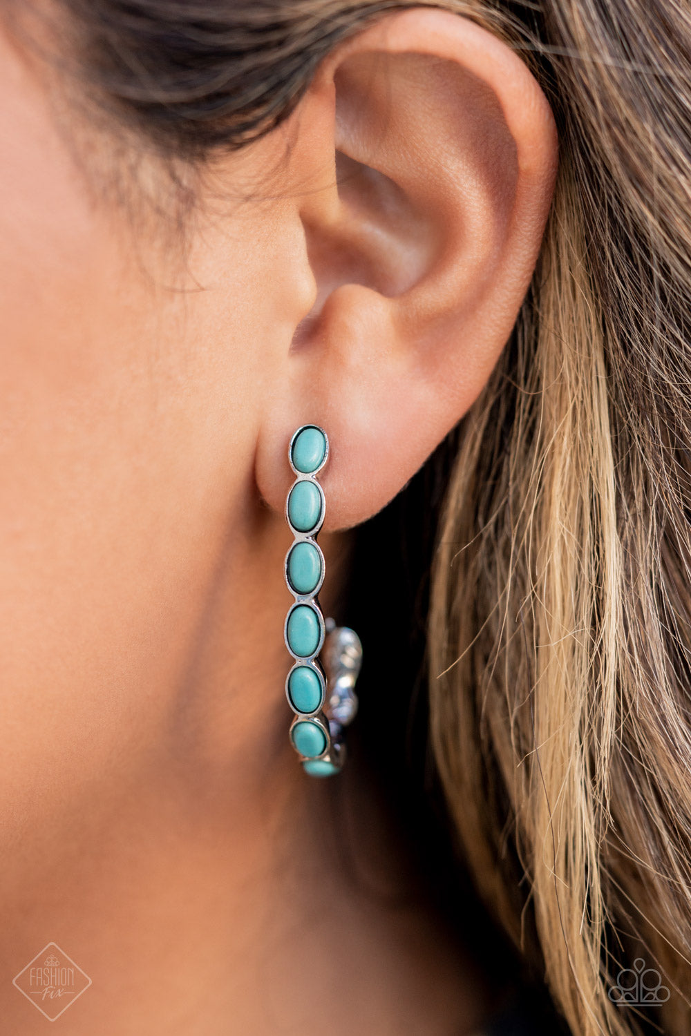 Paparazzi Accessories-Kick Up a SANDSTORM Turquoise Stone Fashion Fix Earrings