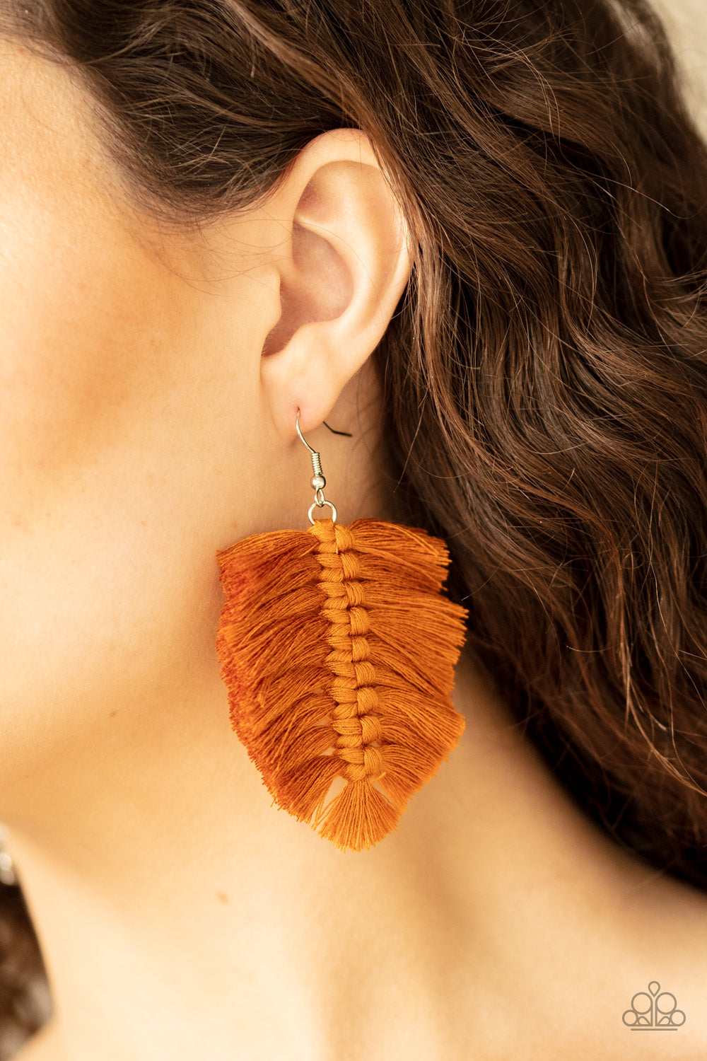 Paparazzi Accessories-Knotted Native Brown Earrings