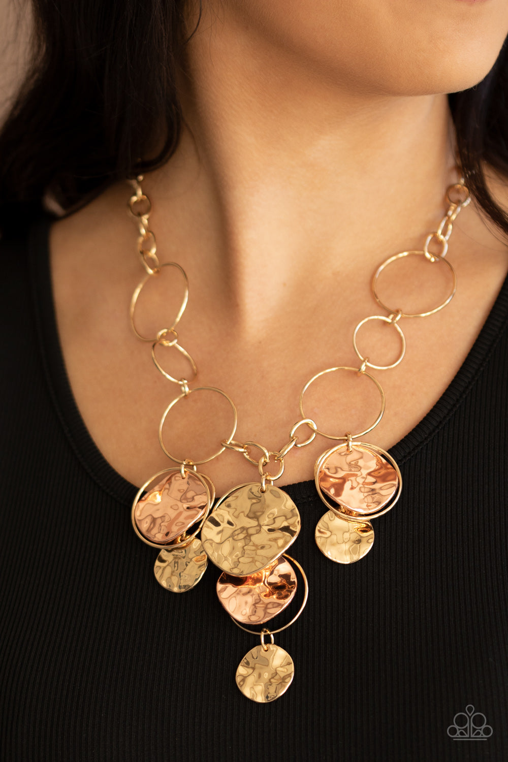 Paparazzi Accessories-Learn The HARDWARE Way Gold chunky Necklace
