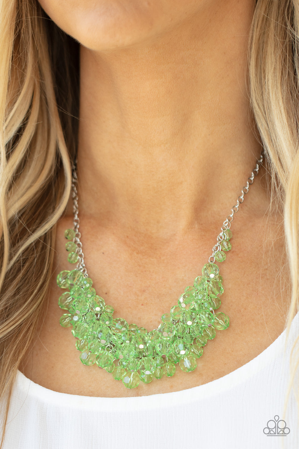 Paparazzi Accessories-Let The Festivities Begin Green Crystal Bead Necklace Set