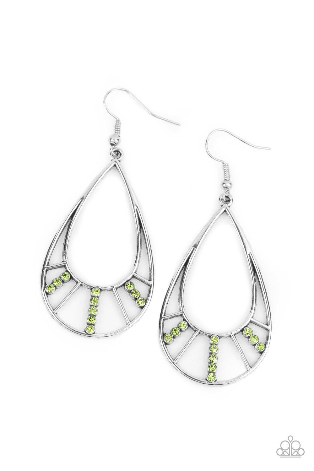 Paparazzi Accessories-Line Crossing Sparkles Green Earrings