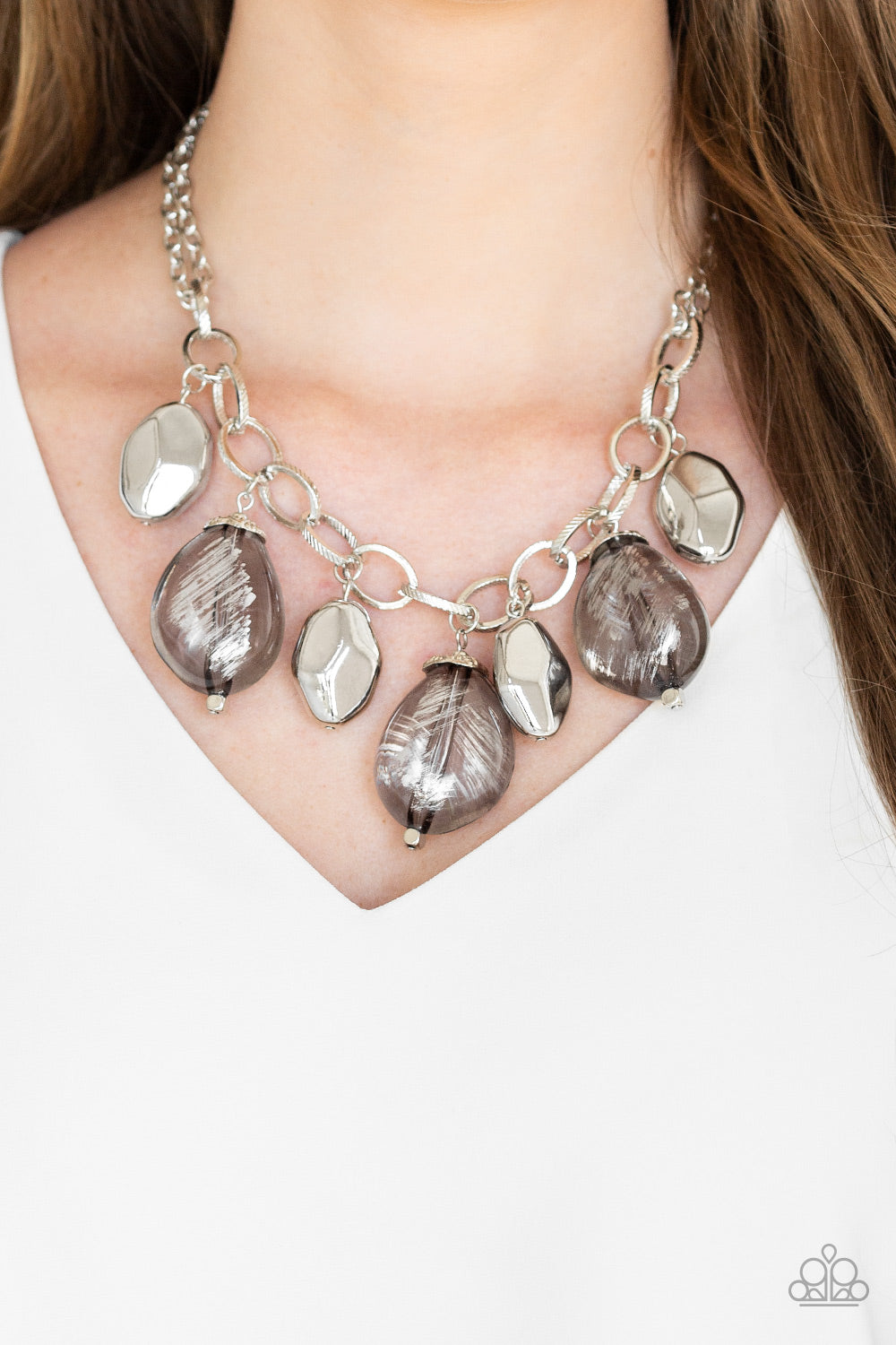 Paparazzi Accessories-Looking Glass Glamorous Silver Metallic Necklace Set