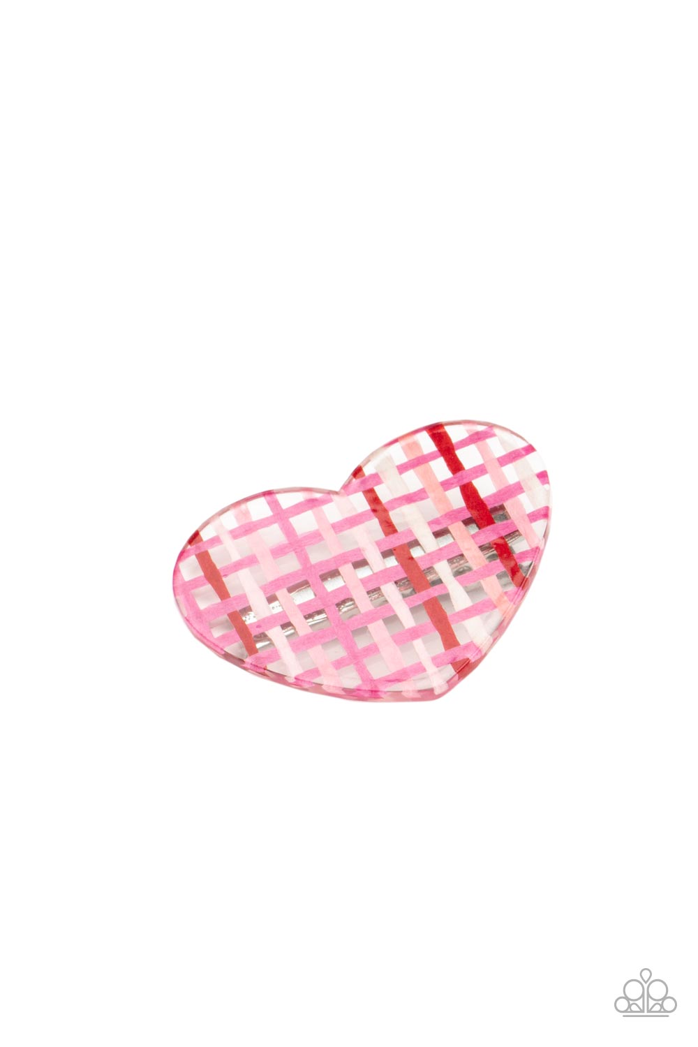 Paparazzi Accessories-Lover's Lattice Red/Pink Acrylic Heart Hair Clip
