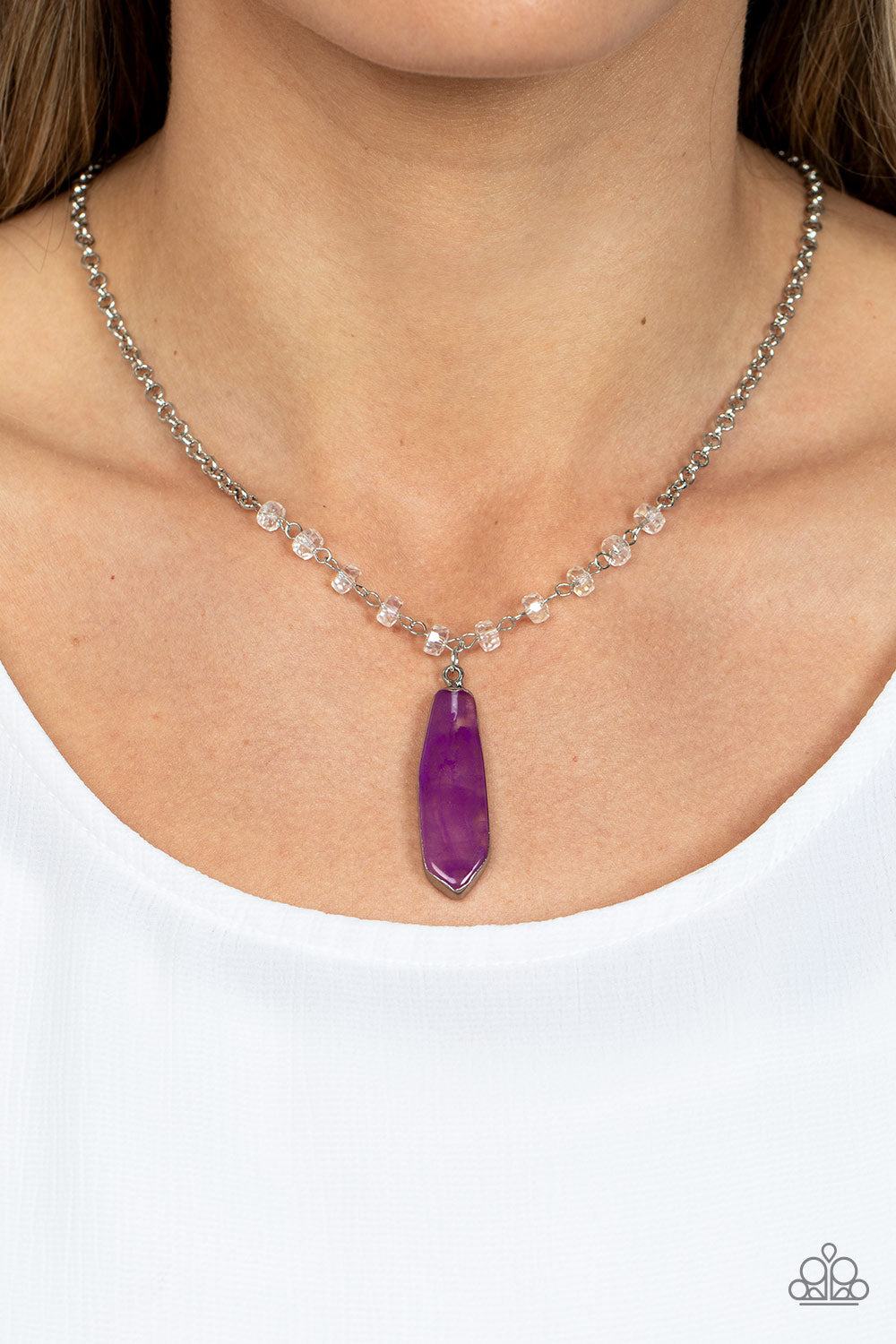 Paparazzi Accessories-Magical Remedy Purple Stone Crystal Bead Necklace Set