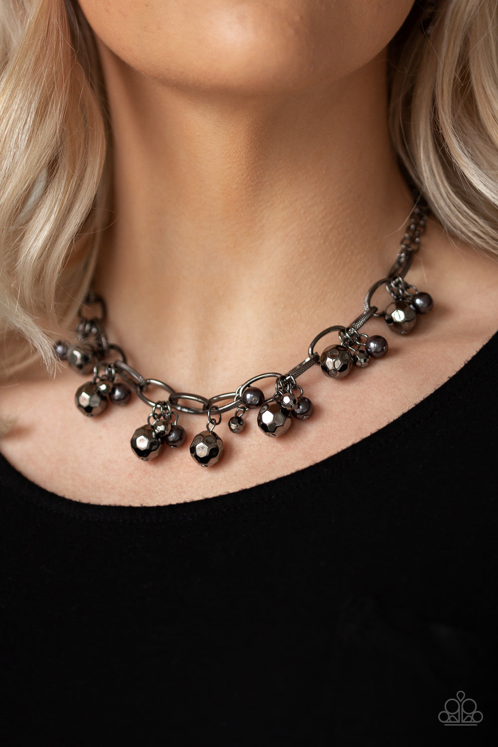 Paparazzi Accessories-Malibu Movement Black Pearly Necklace Set