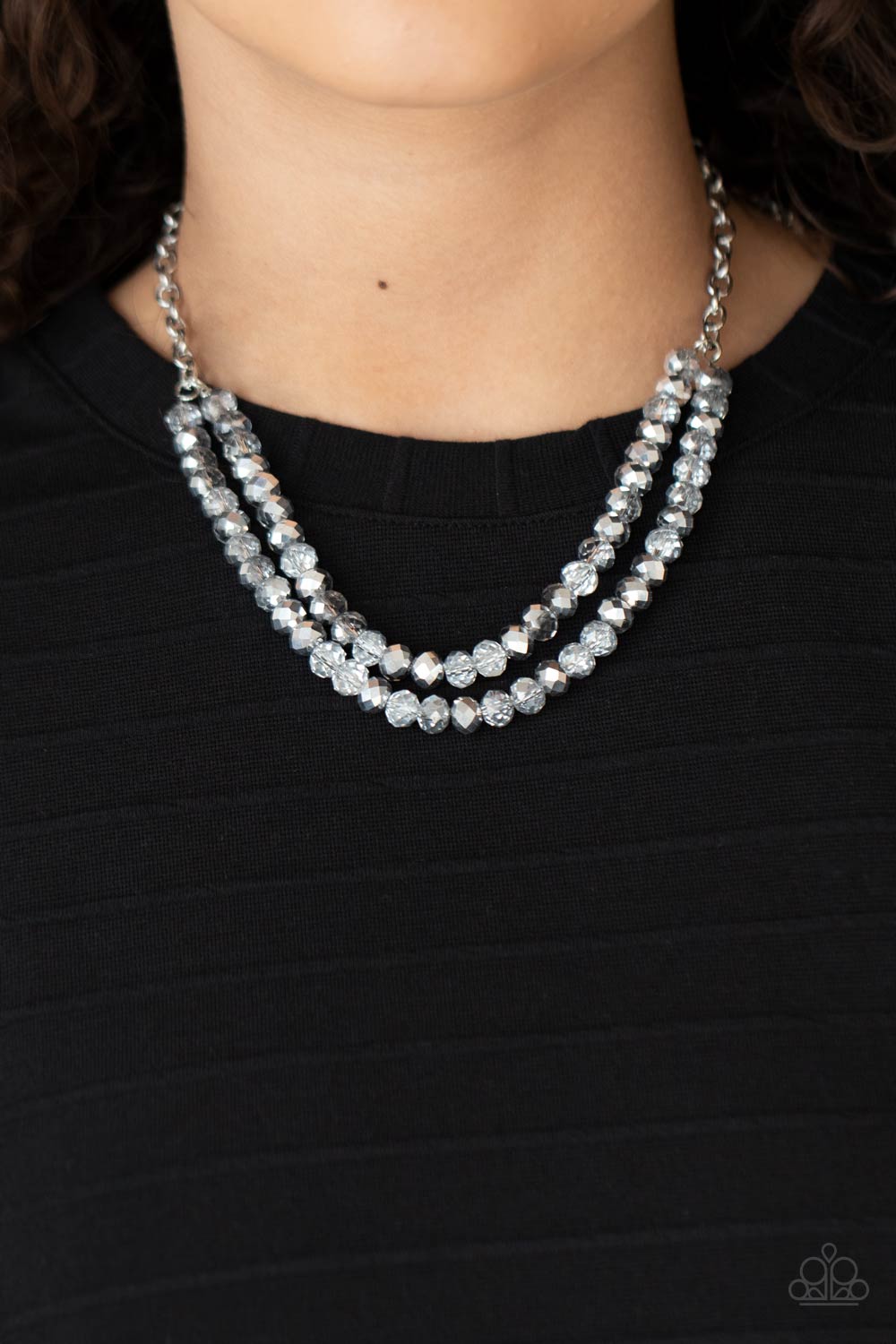Paparazzi Accessories-May The FIERCE Be With You Silver/Crystal Bead Necklace Set