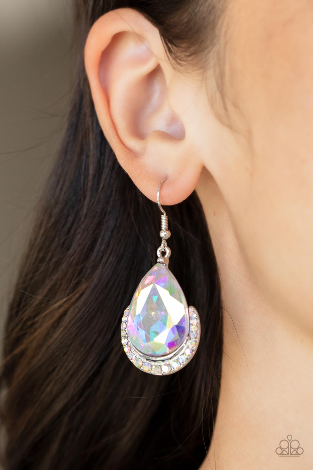 Paparazzi Accessories-Mega Marvelous Multi Iridescent Teardrop Earrings