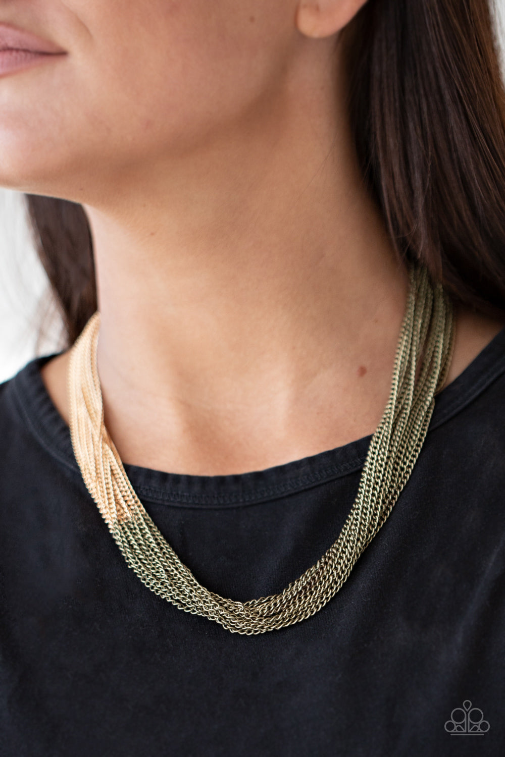 Paparazzi Accessories-Metallic Merger Brass Rustic Necklace Set