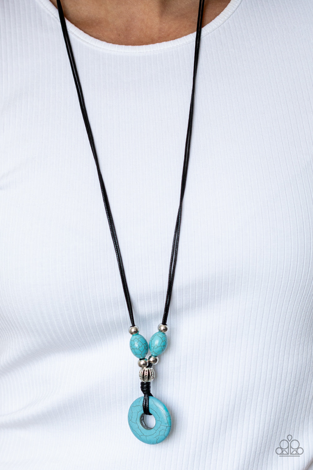 Paparazzi Accessories-Middle Earth Turquoise Blue Men's Neck Cord