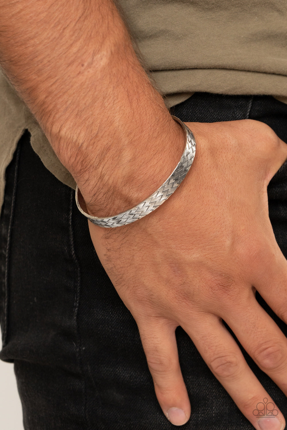 paparazzi Accessories-Mind Games Men's Silver Bracelet