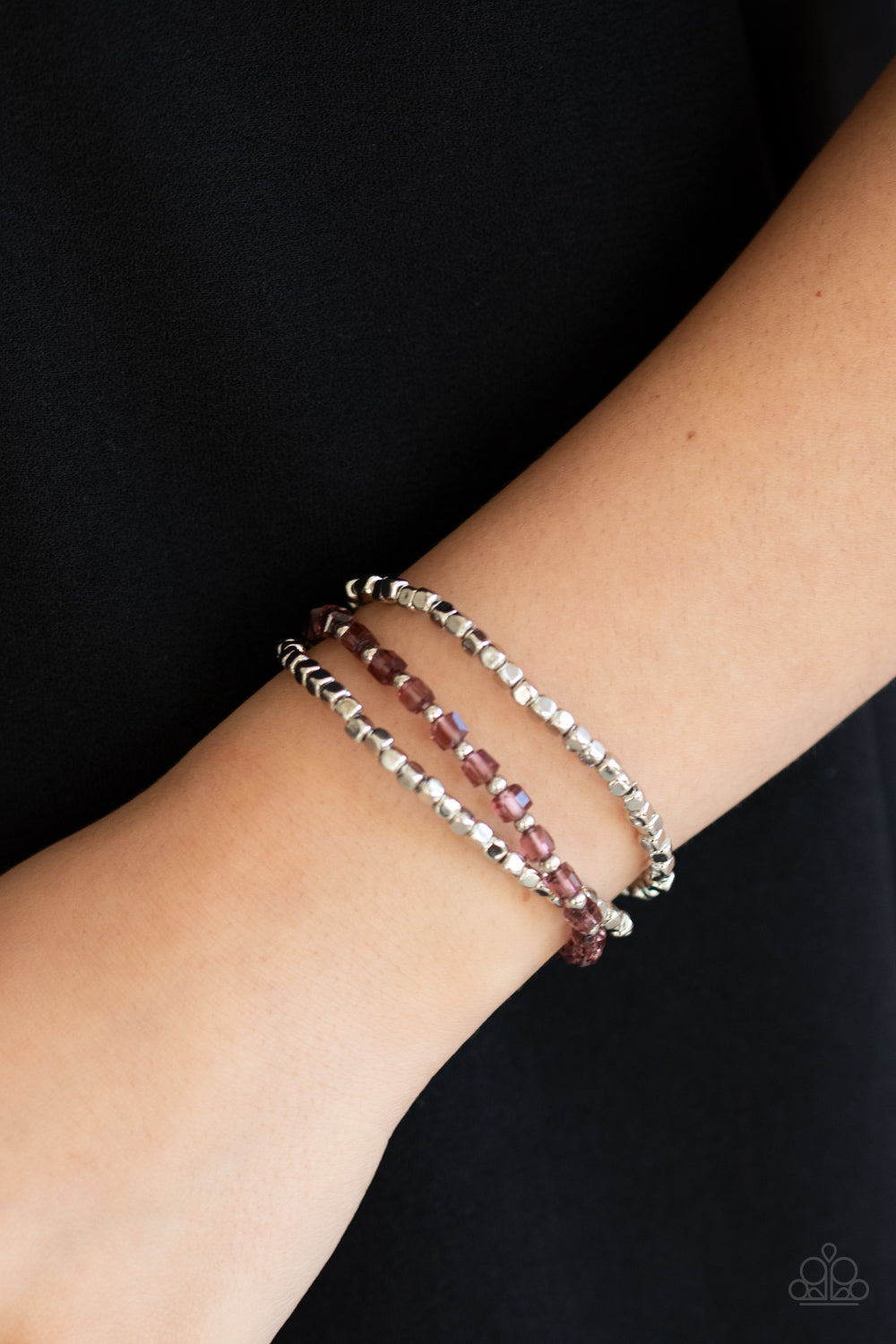 Paparazzi Accessories-Mix and Mash Purple Crystal Bead Bracelet