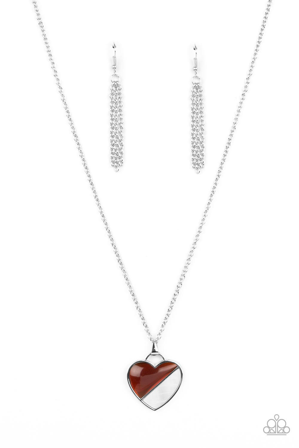 Paparazzi Accessories-Nautical Romance Brown Glassy Heart Necklace Set