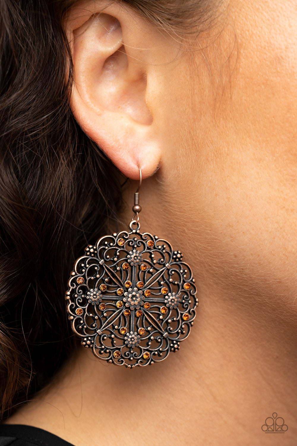 Paparazzi Accessories-Oh MANDALA! Copper Earrings
