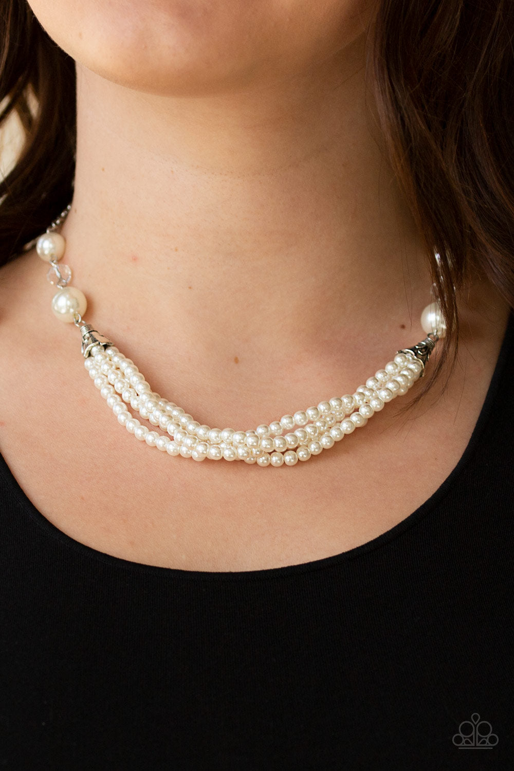 Paparazzi Accessories-One-WOMAN Show White Pearl Necklace Set