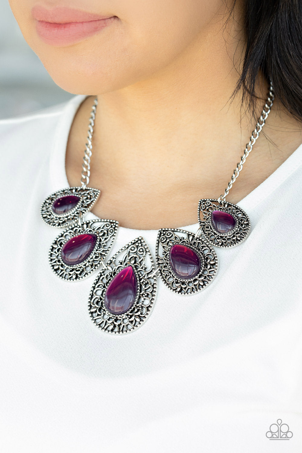 Paparazzi Accessories-Opal Auras Purple Necklace Set
