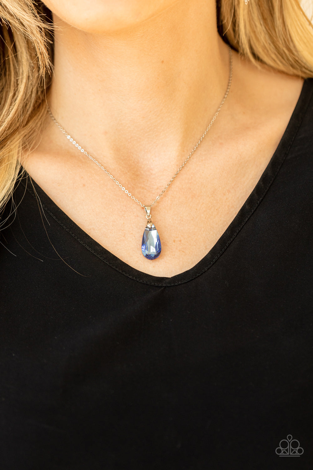Paparazzi Accessories-Optimized Opulence Blue Teardrop Necklace Set