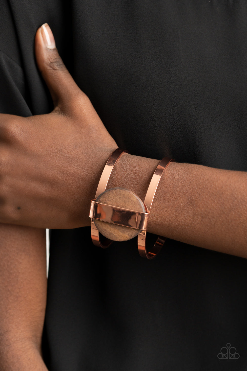 Paparazzi Accessories-Organic Fusion Copper Abstract Wooden Cuff Bracelet