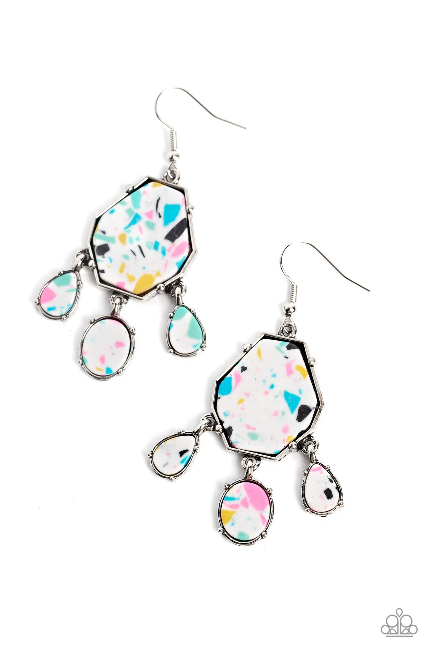 Paparazzi Accessories-Organic Optimism White Stone Multi Specks Earrings